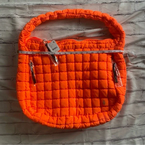 NWT Free People Movement Quilted Carryall Tote Bag Electric Orange - Picture 7 of 9